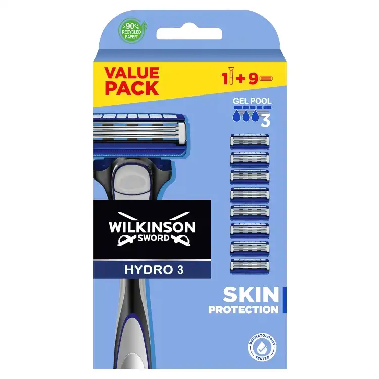 Eines der Produktbilder von Wilkinson Sword Hydro 3 Rasiergriff und 9 Hydro 3 Skin Protection Rasierklingen